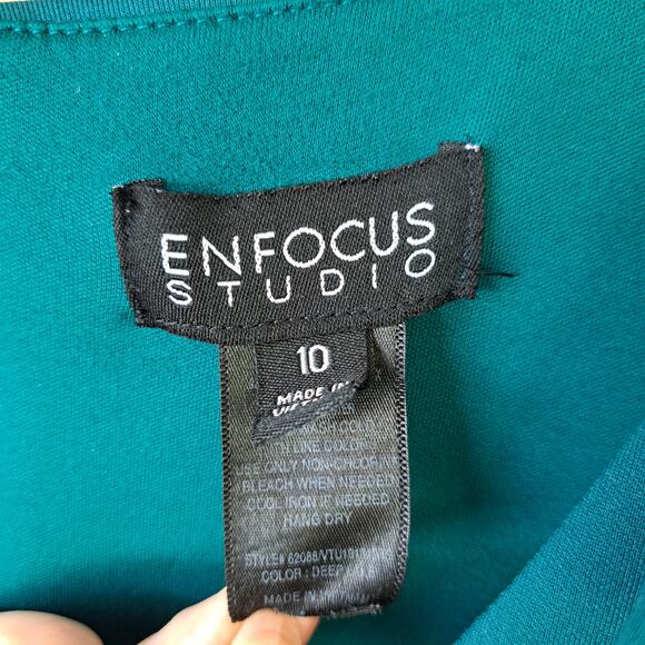 EN FOCUS Studio Bow Shoulder Sheath Cocktail Dress Size 10 in Emerald Green - Picture 5 of 9